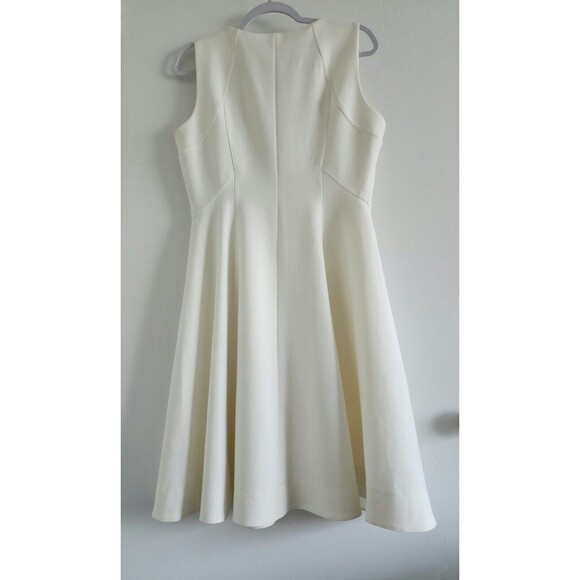 NWT WHBM Womens Sleeveless Zip Front Fit & Flare Dress Size 10 Ecru Ivory Lined - Picture 3 of 9